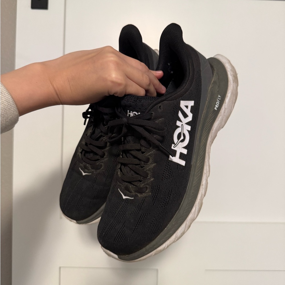 Hoka Black and White Athletic Shoes